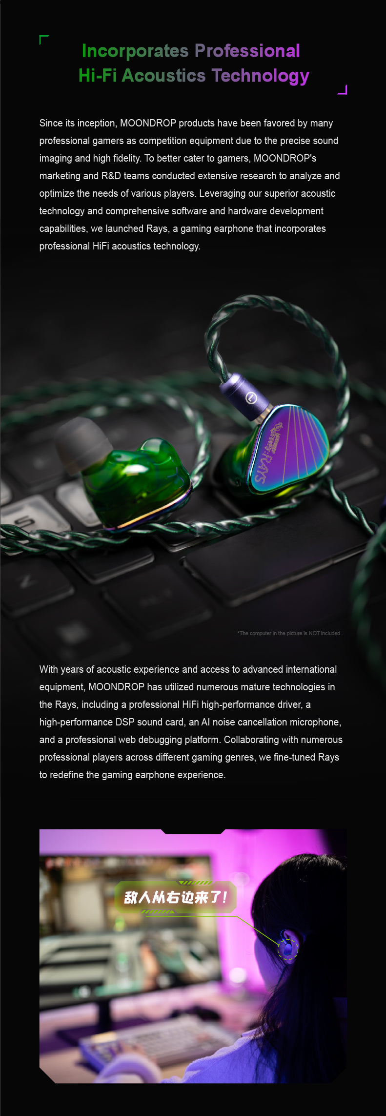 Apos Audio Moondrop Earphone / In-Ear Monitor (IEM) Moondrop Rays Gaming IEMs