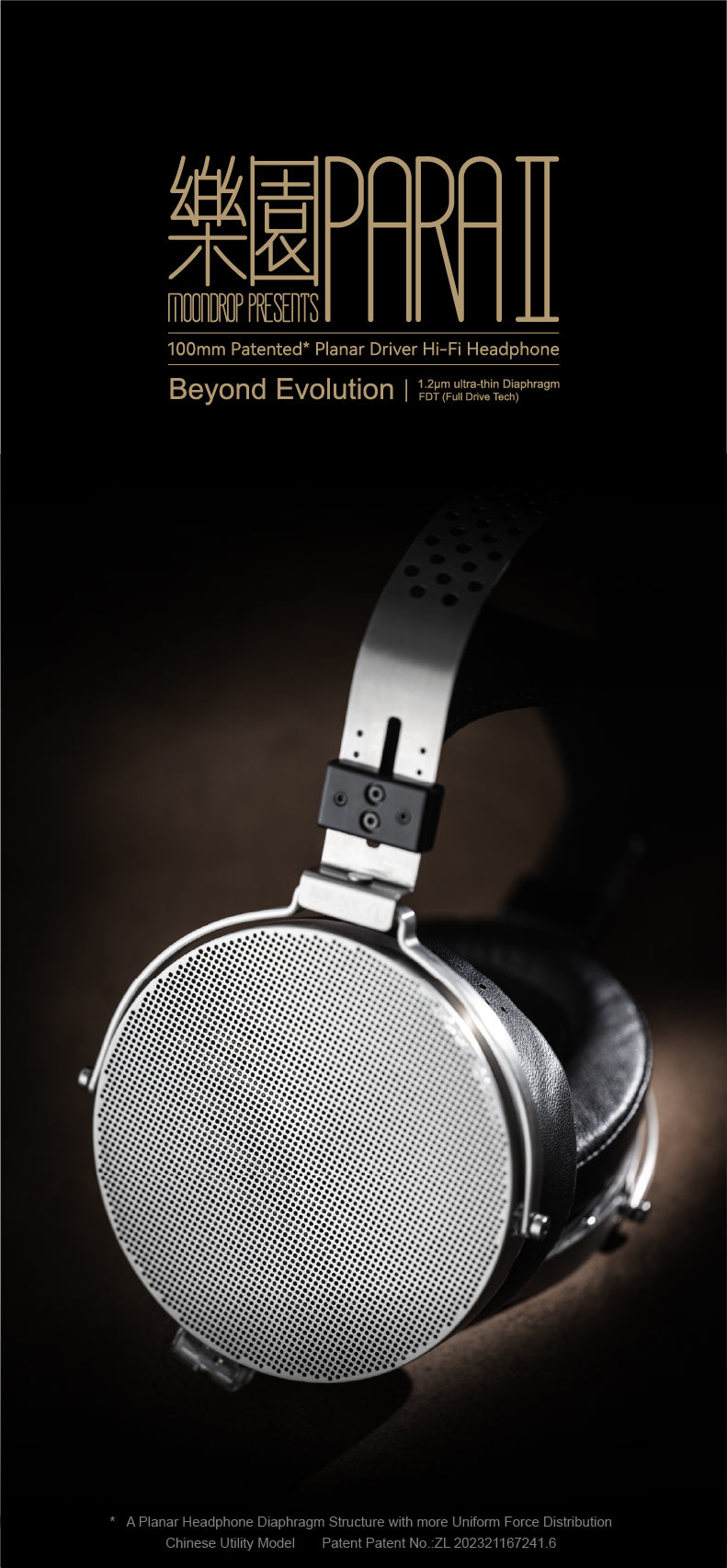 Apos Audio Moondrop Headphone Moondrop Para 2 100mm Planar Magnetic Full-Size Headphone