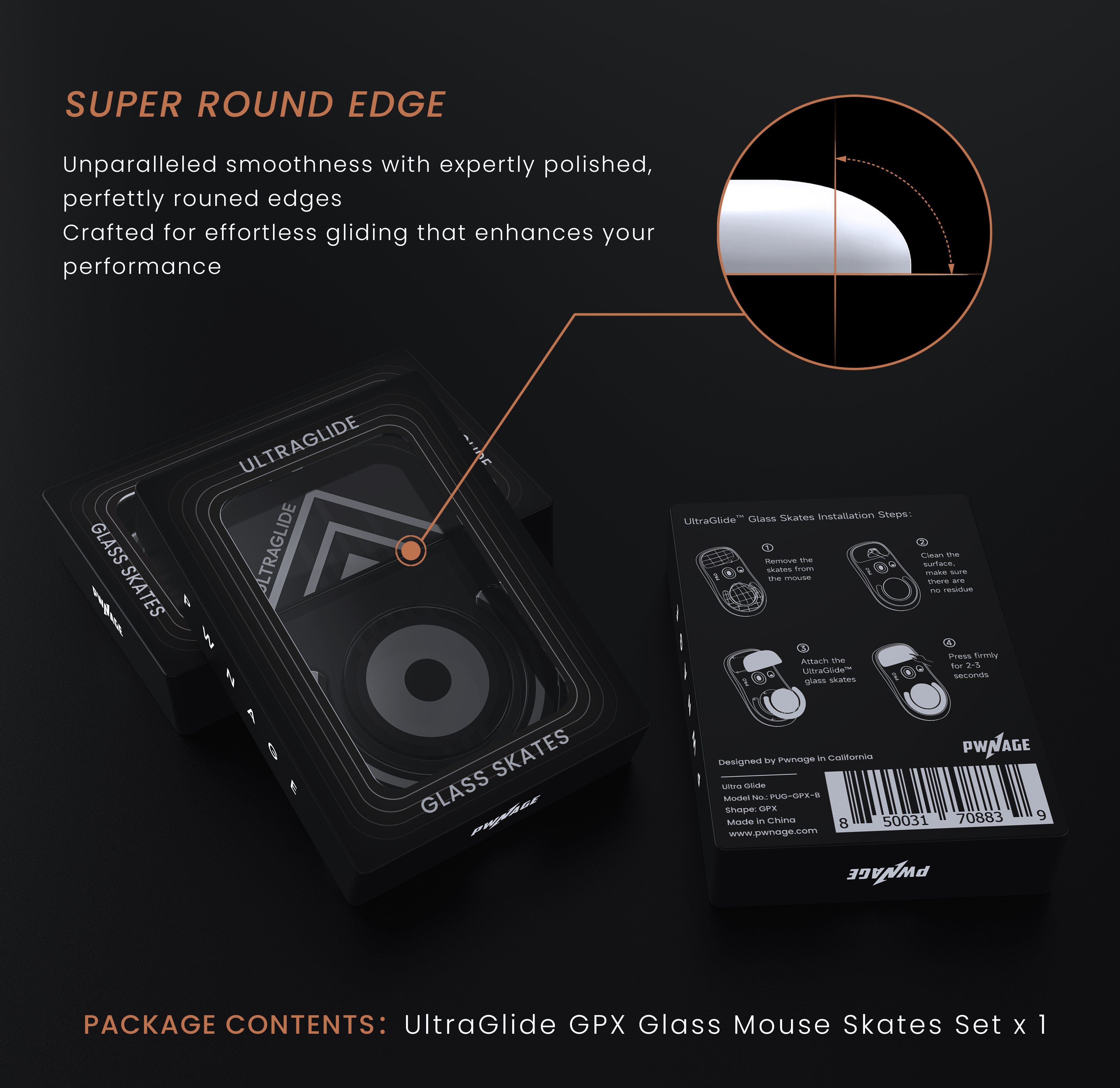 Apos Audio Pwnage Mouse Accessory Ultraglide Glass Skates for Logitech G Pro X Superlight
