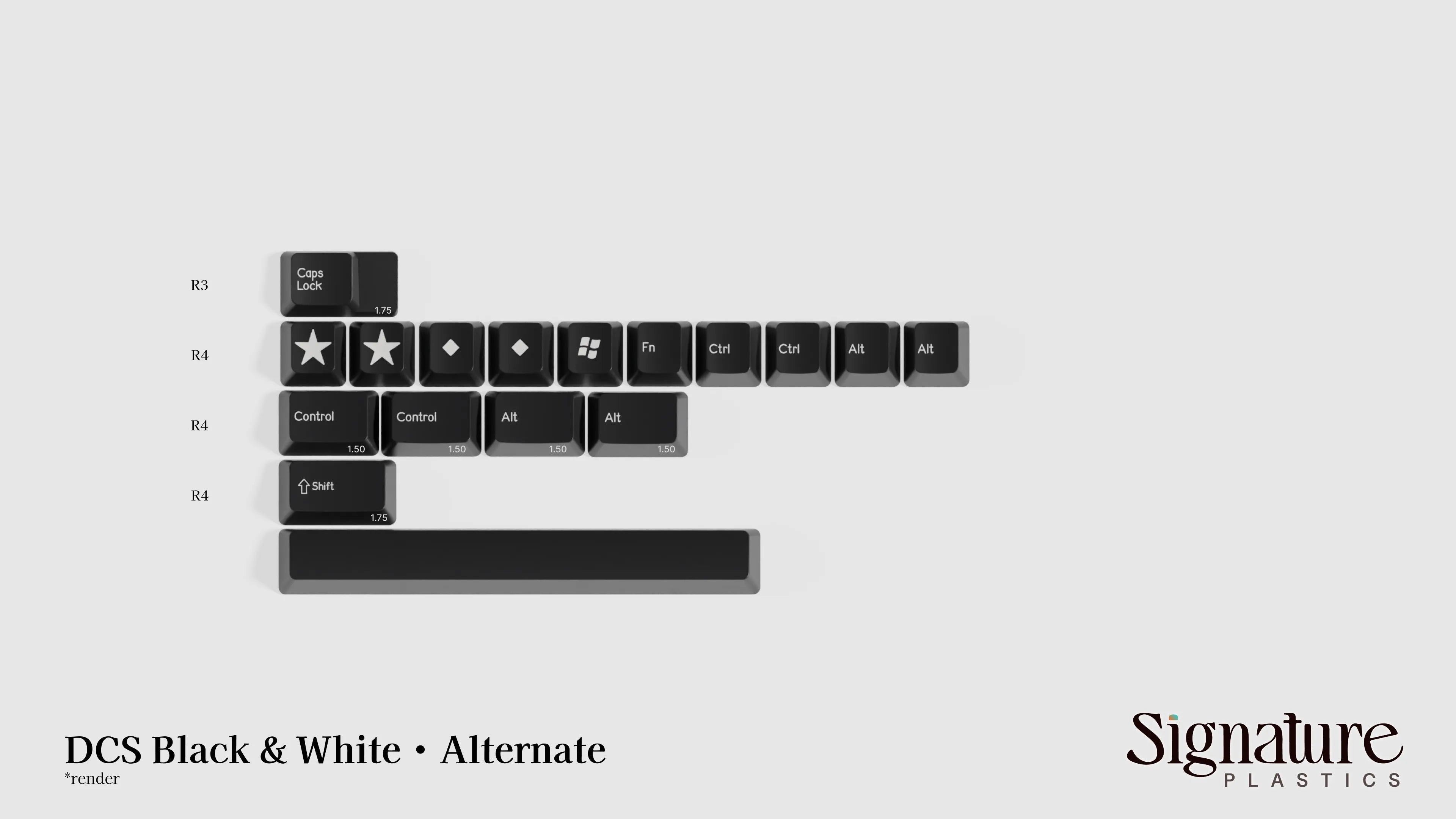 Apos Audio Signature Plastics Keycaps DCS Black & White Keycap Set Alternate / Black