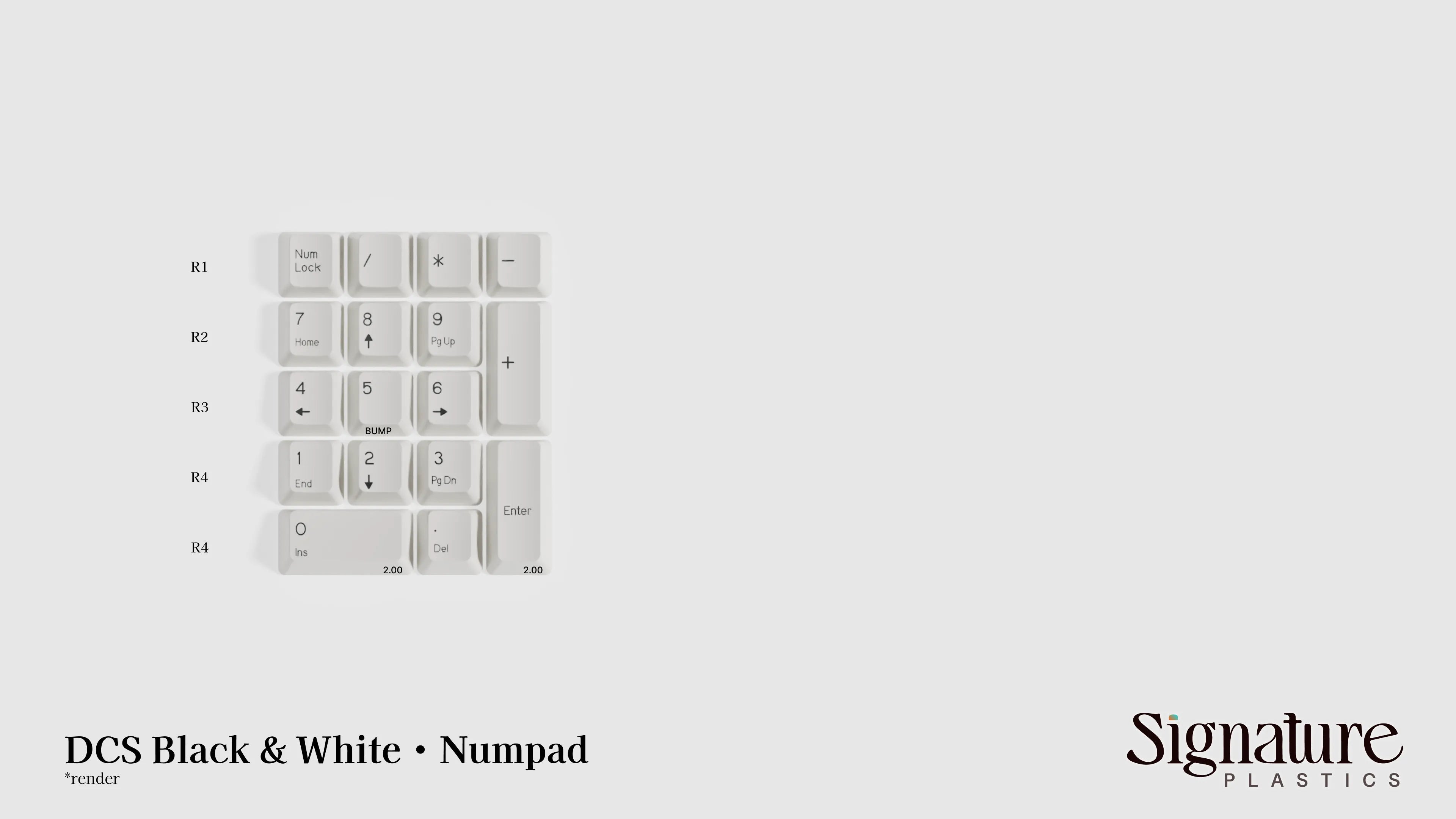 Apos Audio Signature Plastics Keycaps DCS Black & White Keycap Set Numpad / White