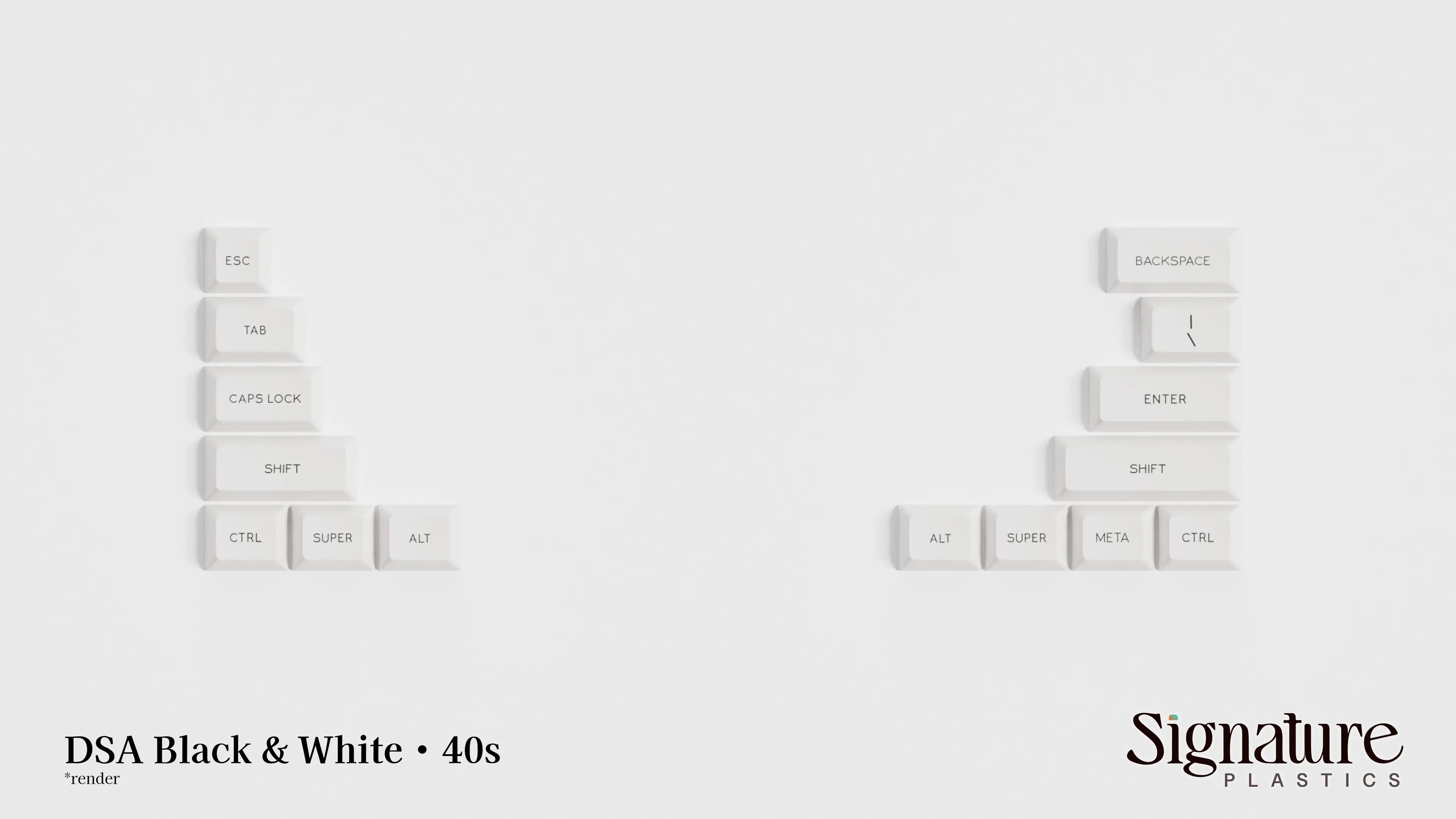 Apos Audio Signature Plastics Keycaps DSA Black & White Keycap Set 60% Modifiers / White