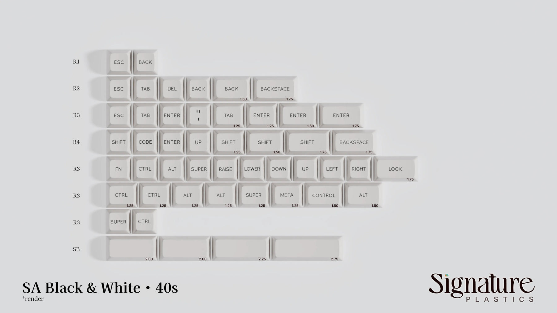 Apos Audio Signature Plastics Keycaps SA Black & White Keycap Set