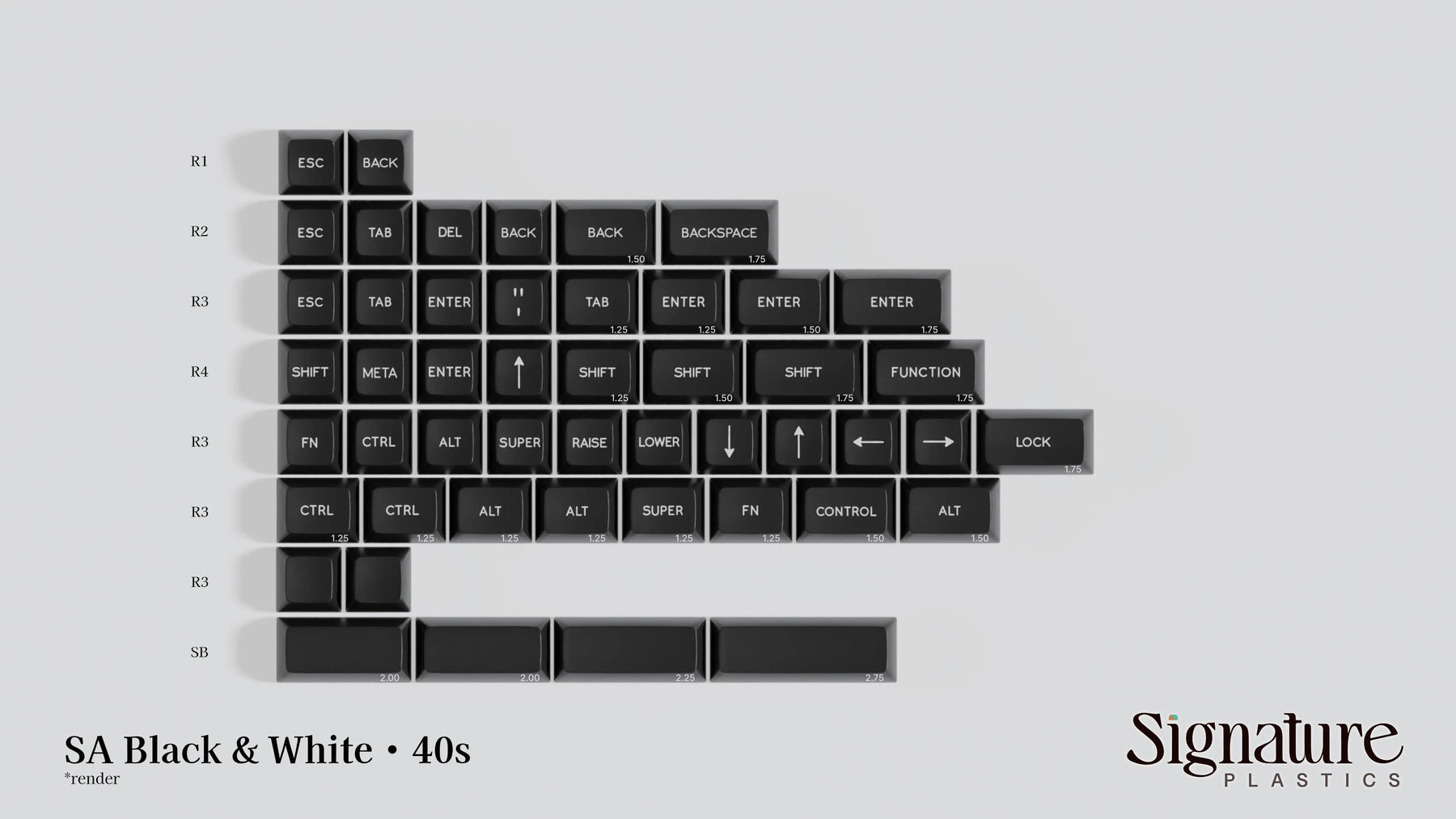 Apos Audio Signature Plastics Keycaps SA Black & White Keycap Set