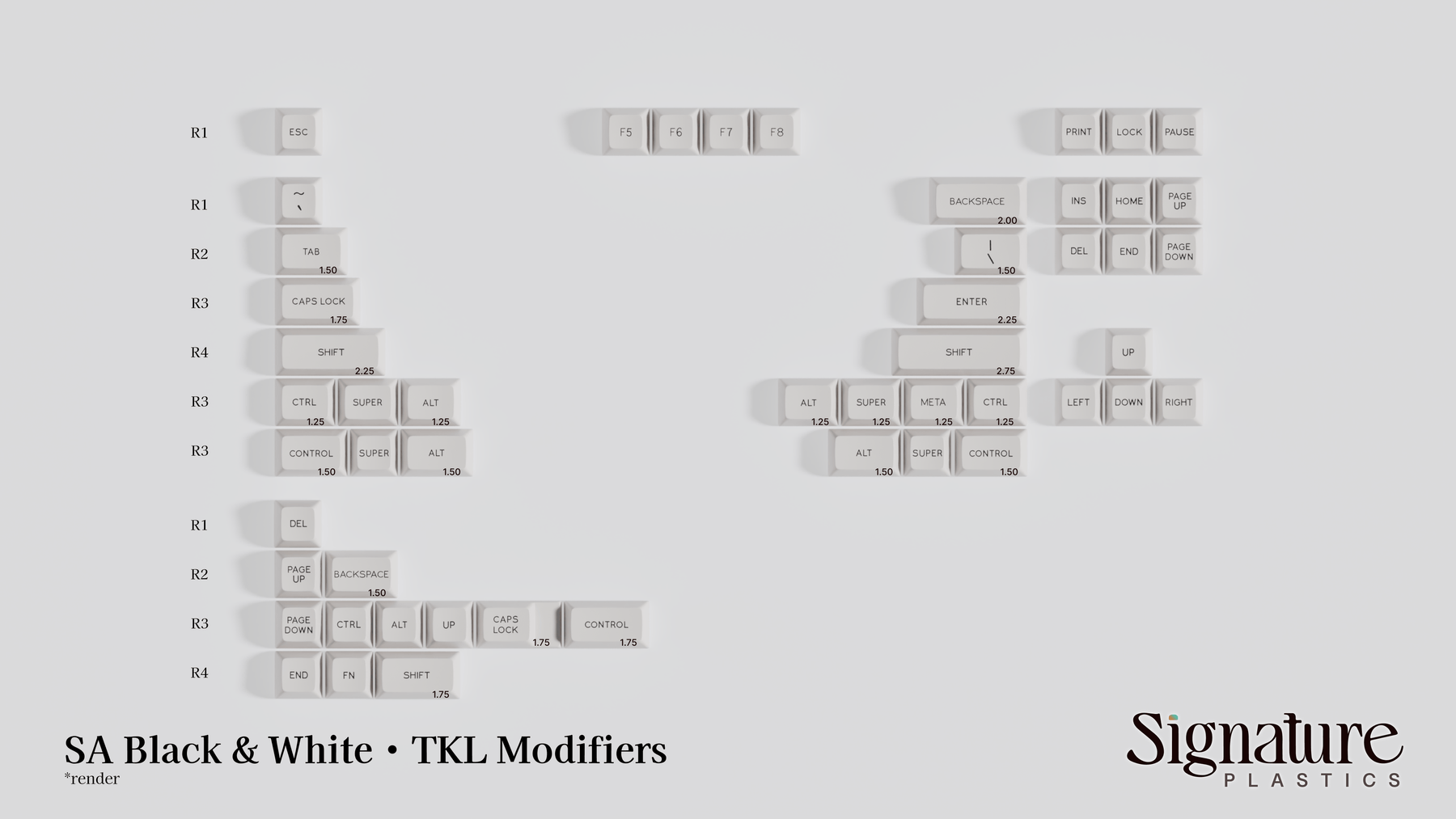 Apos Audio Signature Plastics Keycaps SA Black & White Keycap Set