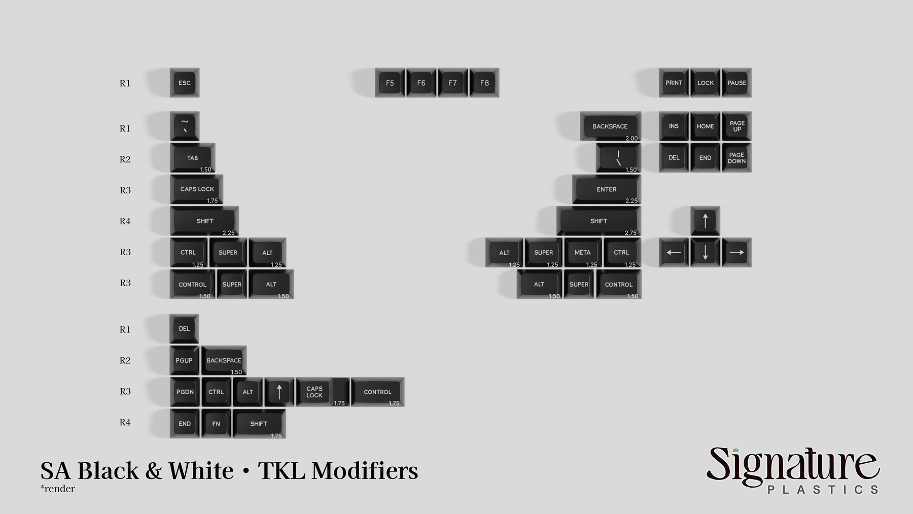 Apos Audio Signature Plastics Keycaps SA Black & White Keycap Set