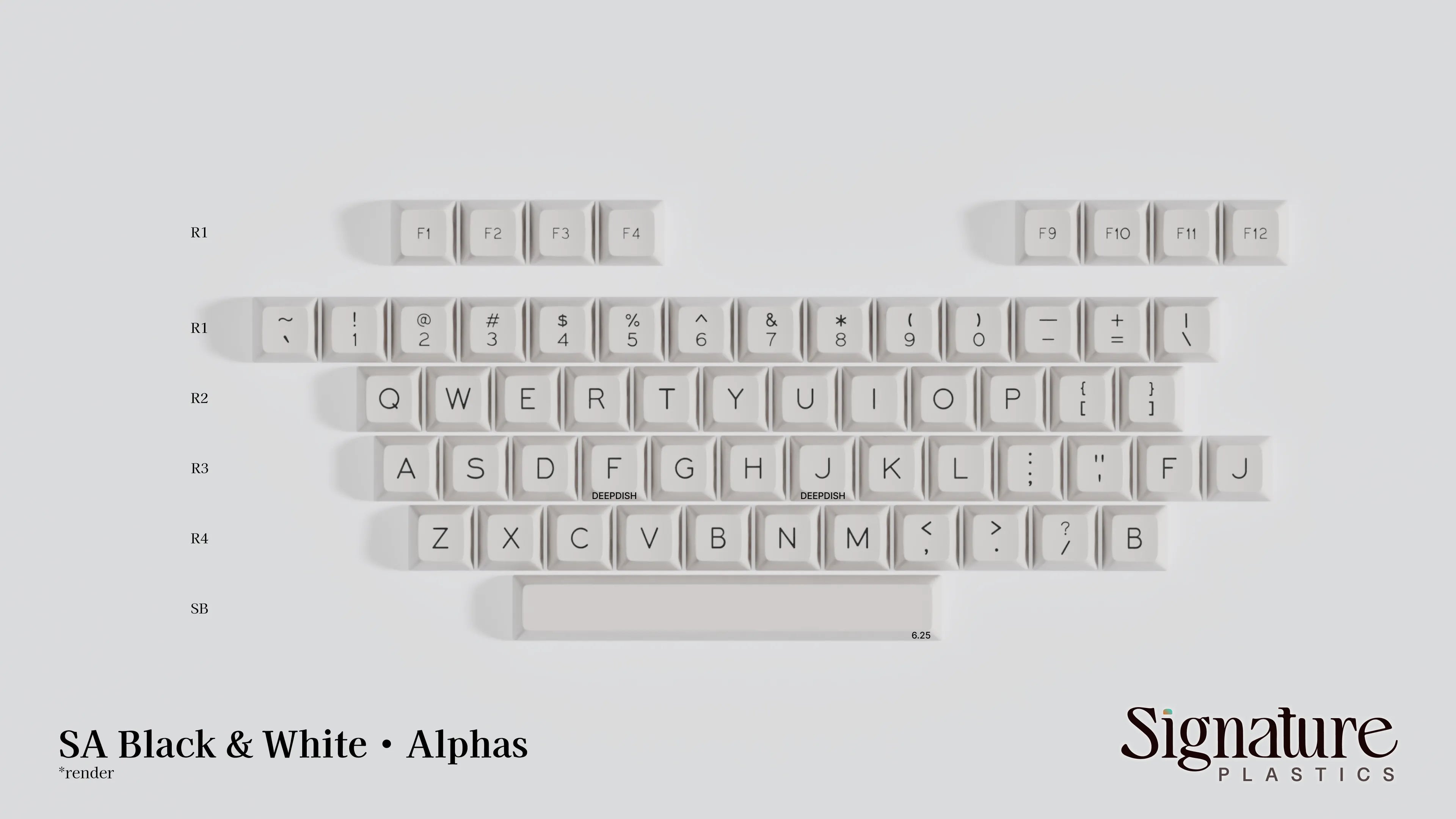 Apos Audio Signature Plastics Keycaps SA Black & White Keycap Set Alphas / White