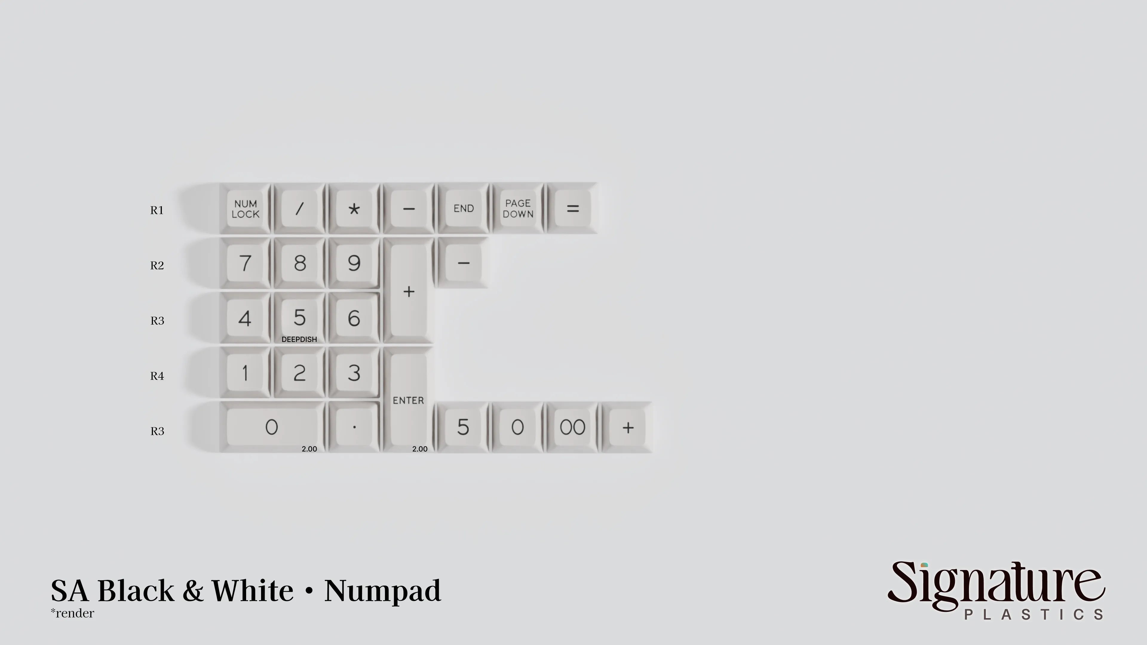 Apos Audio Signature Plastics Keycaps SA Black & White Keycap Set Numpad / White