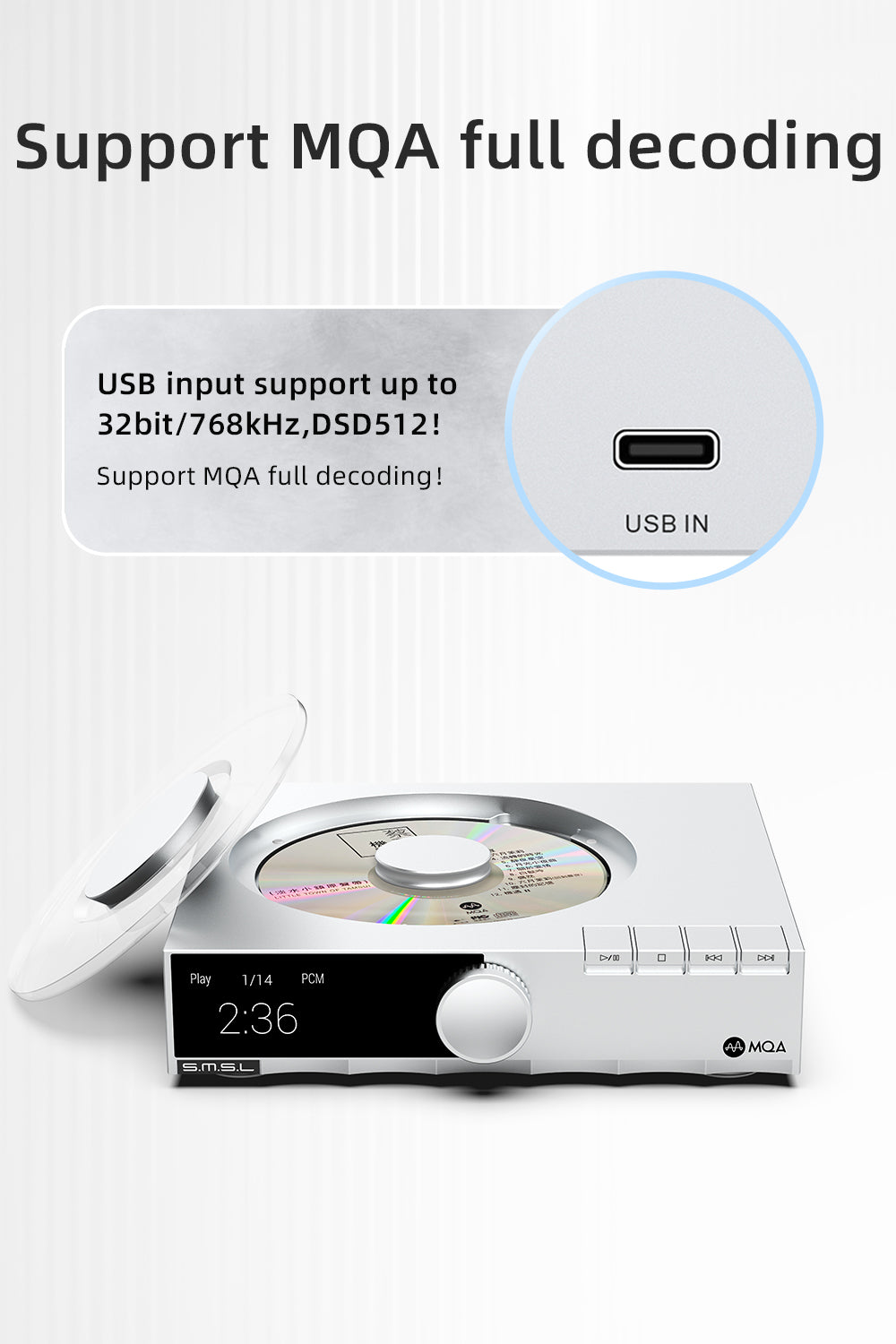 Apos Audio SMSL CD Players & Recorders SMSL PL200 T MQA-CD Transport CD Player