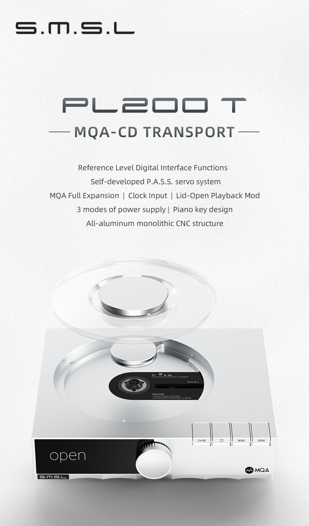 Apos Audio SMSL CD Players & Recorders SMSL PL200 T MQA-CD Transport CD Player