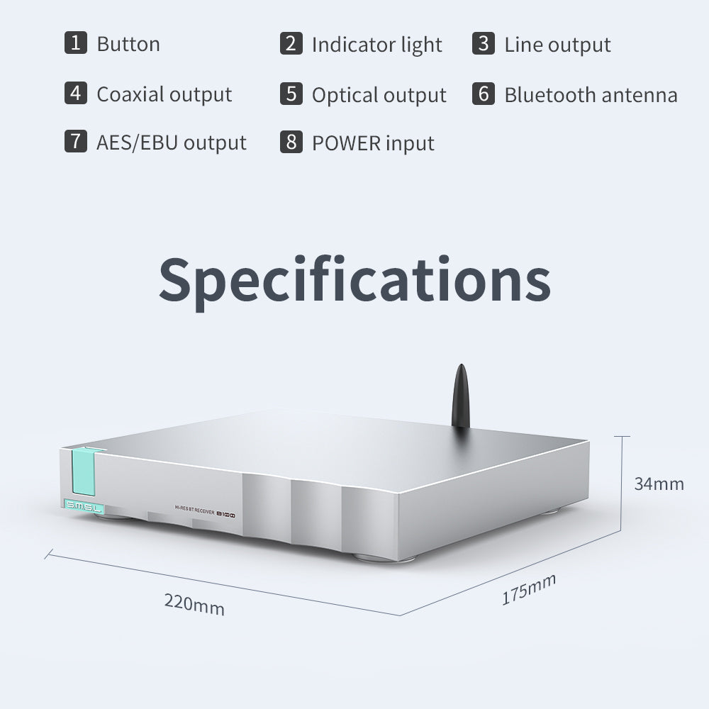 Apos Audio SMSL DAC (Digital-to-Analog Converter) SMSL B100 Hi-Res Bluetooth Receiver