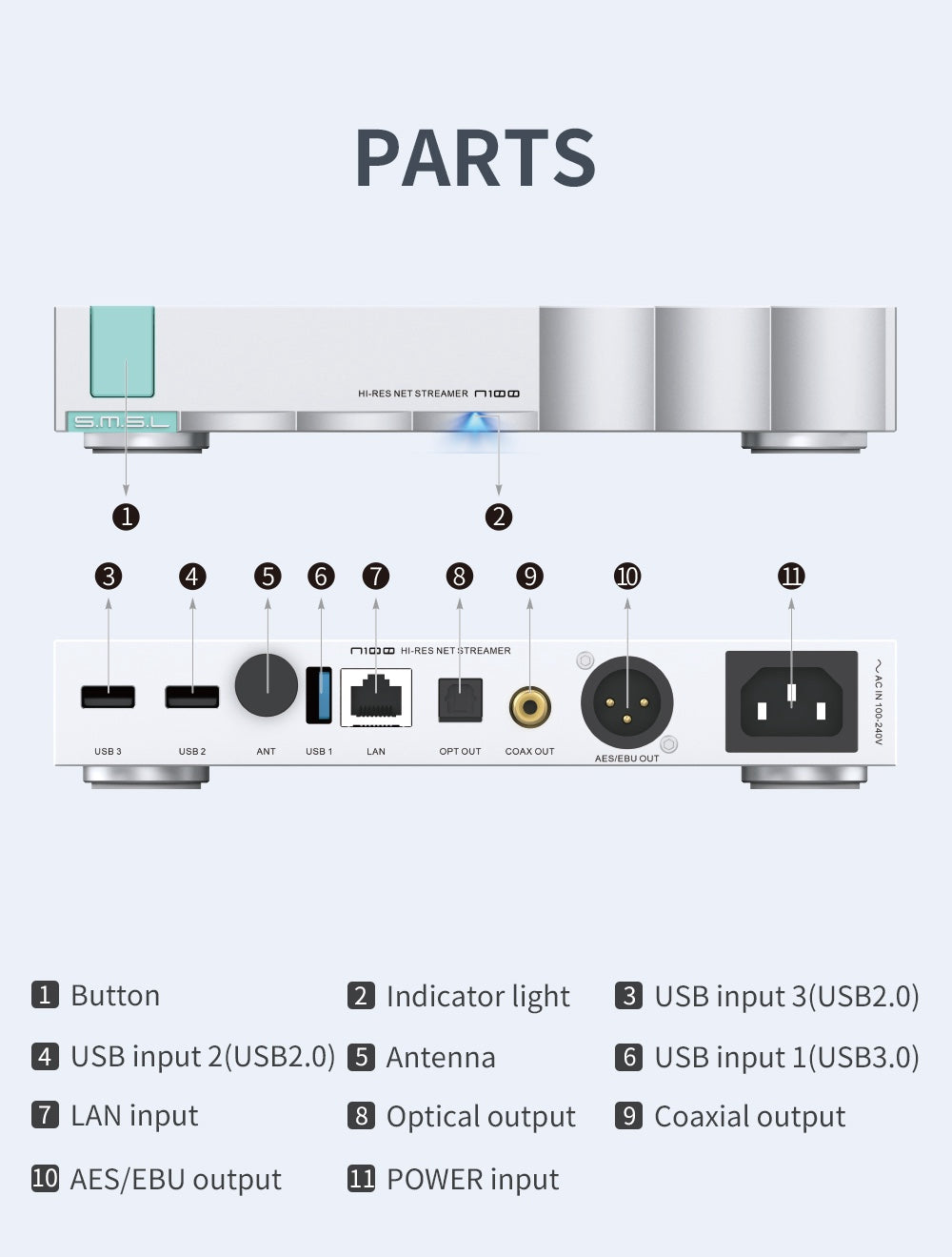 Apos Audio SMSL Speaker Amp SMSL N100 Hi-Res Net Streamer
