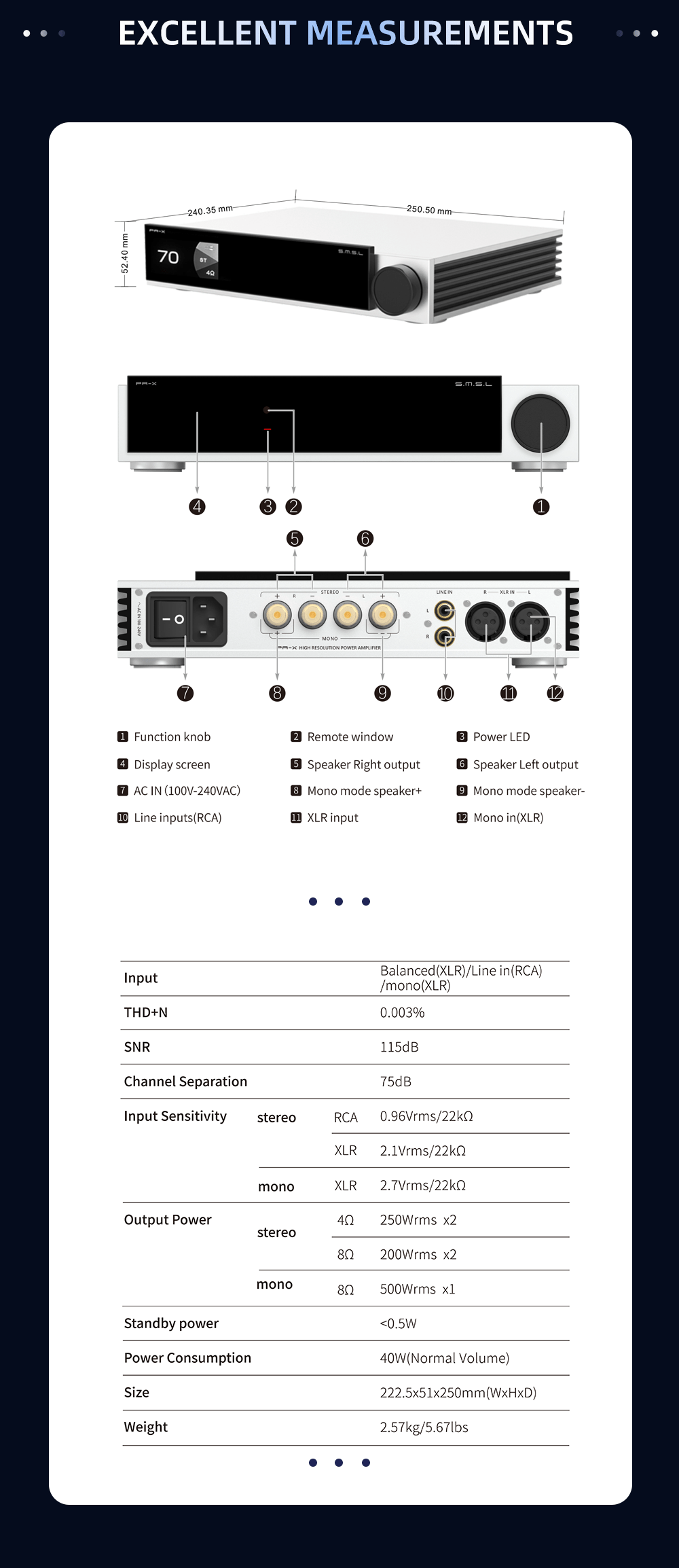 Apos Audio SMSL Speaker Amp SMSL PA-X Gallium Nitride Power Amplifier