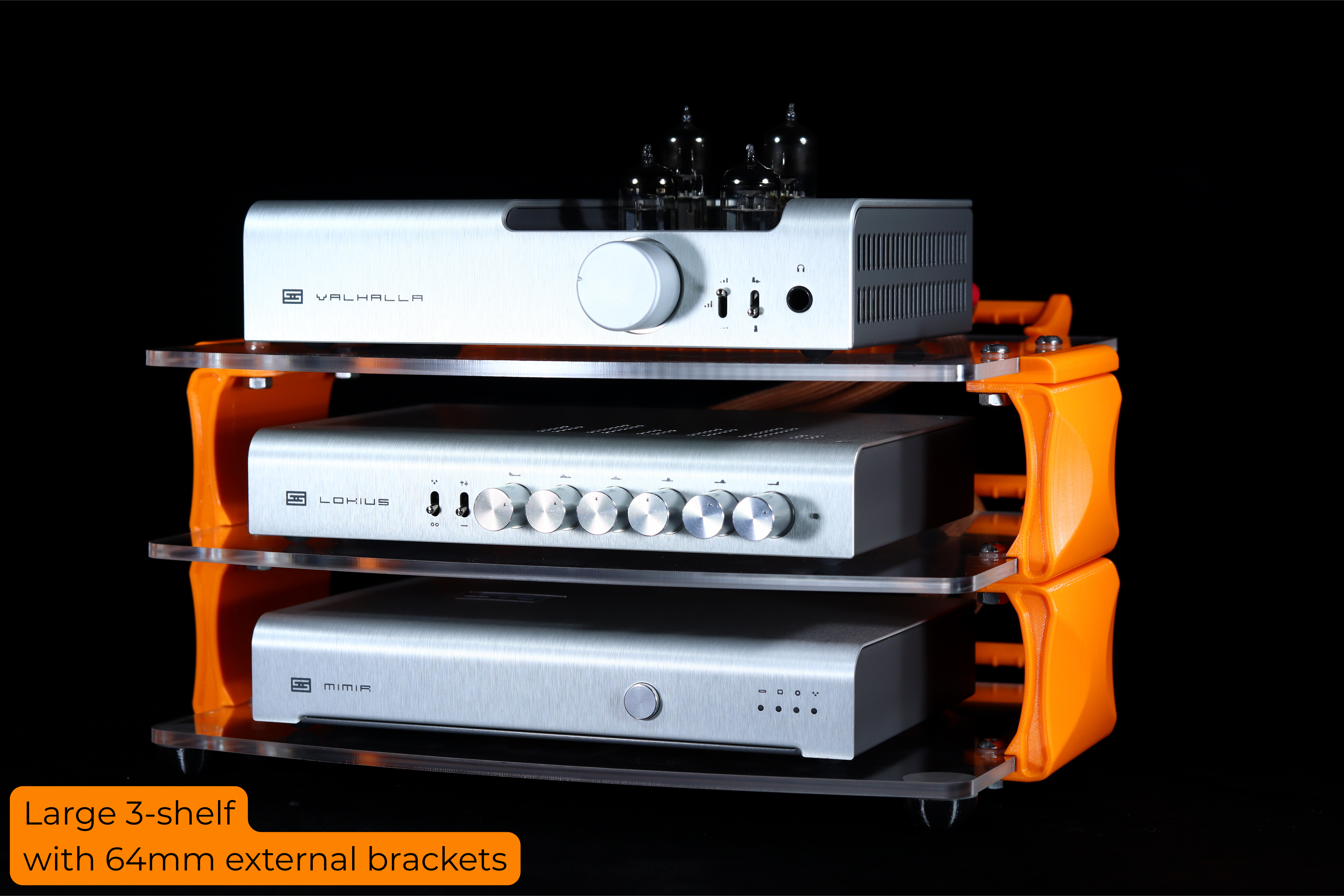 Apos Audio Sound Solver Audio Rack Sound Solver Large Desktop Audio Rack | External Brackets | Acrylic Shelves