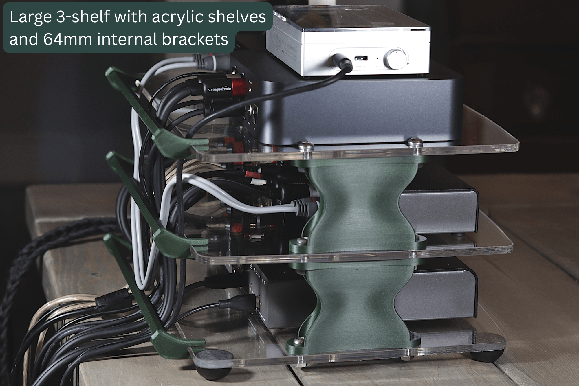 Apos Audio Sound Solver Audio Rack Sound Solver Large Desktop Audio Rack | Internal Brackets | Acrylic Shelves