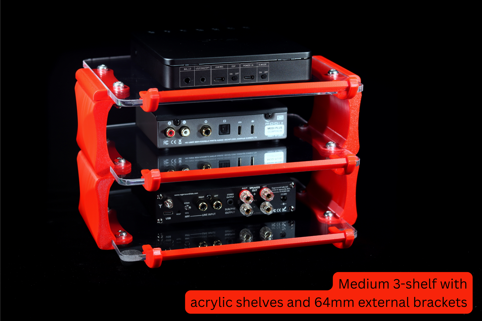 Apos Audio Sound Solver Audio Rack Sound Solver Medium Desktop Audio Rack | External Brackets | Acrylic Shelves