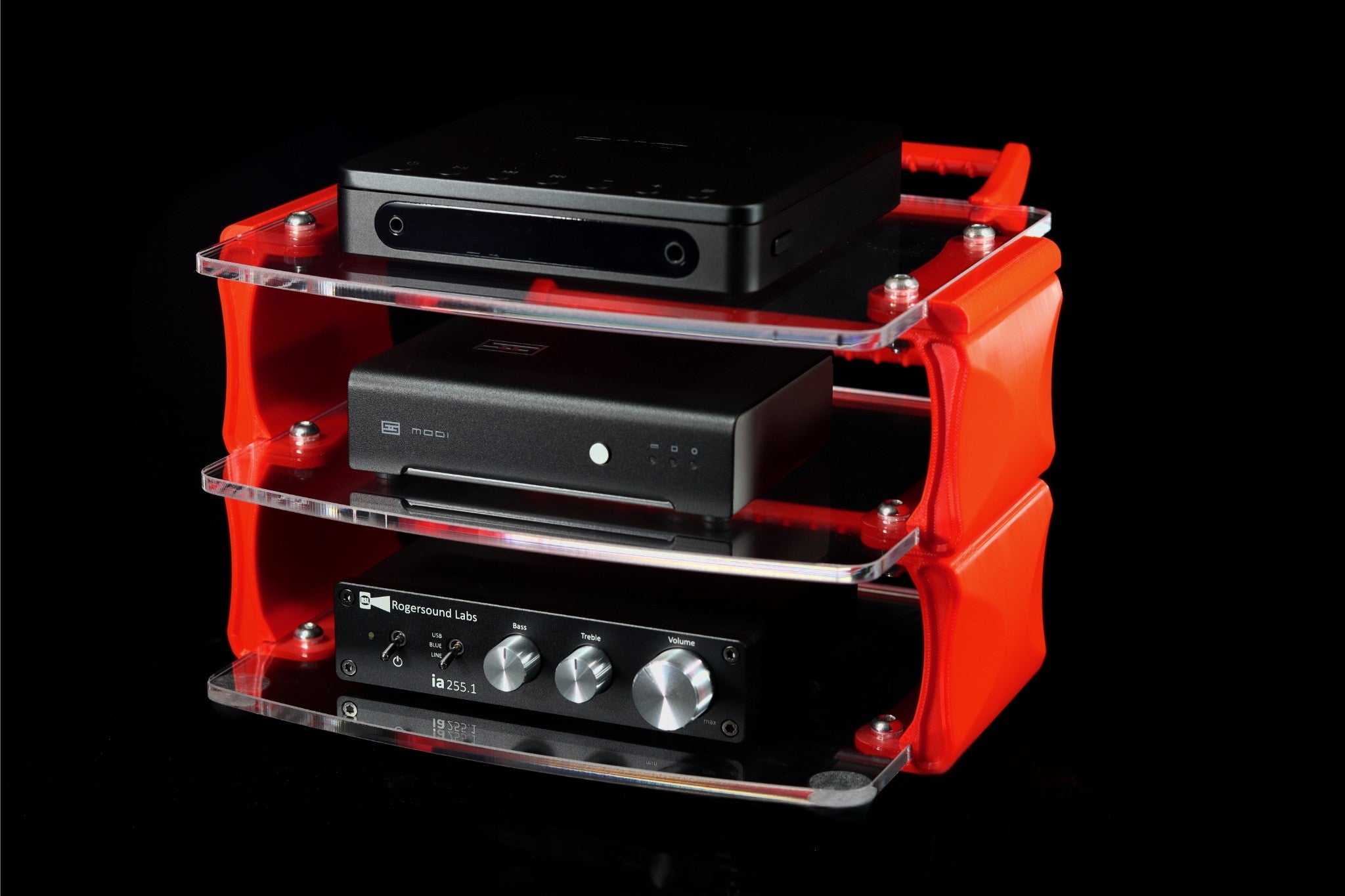Apos Audio Sound Solver Audio Rack Sound Solver Medium Desktop Audio Rack | External Brackets | Acrylic Shelves