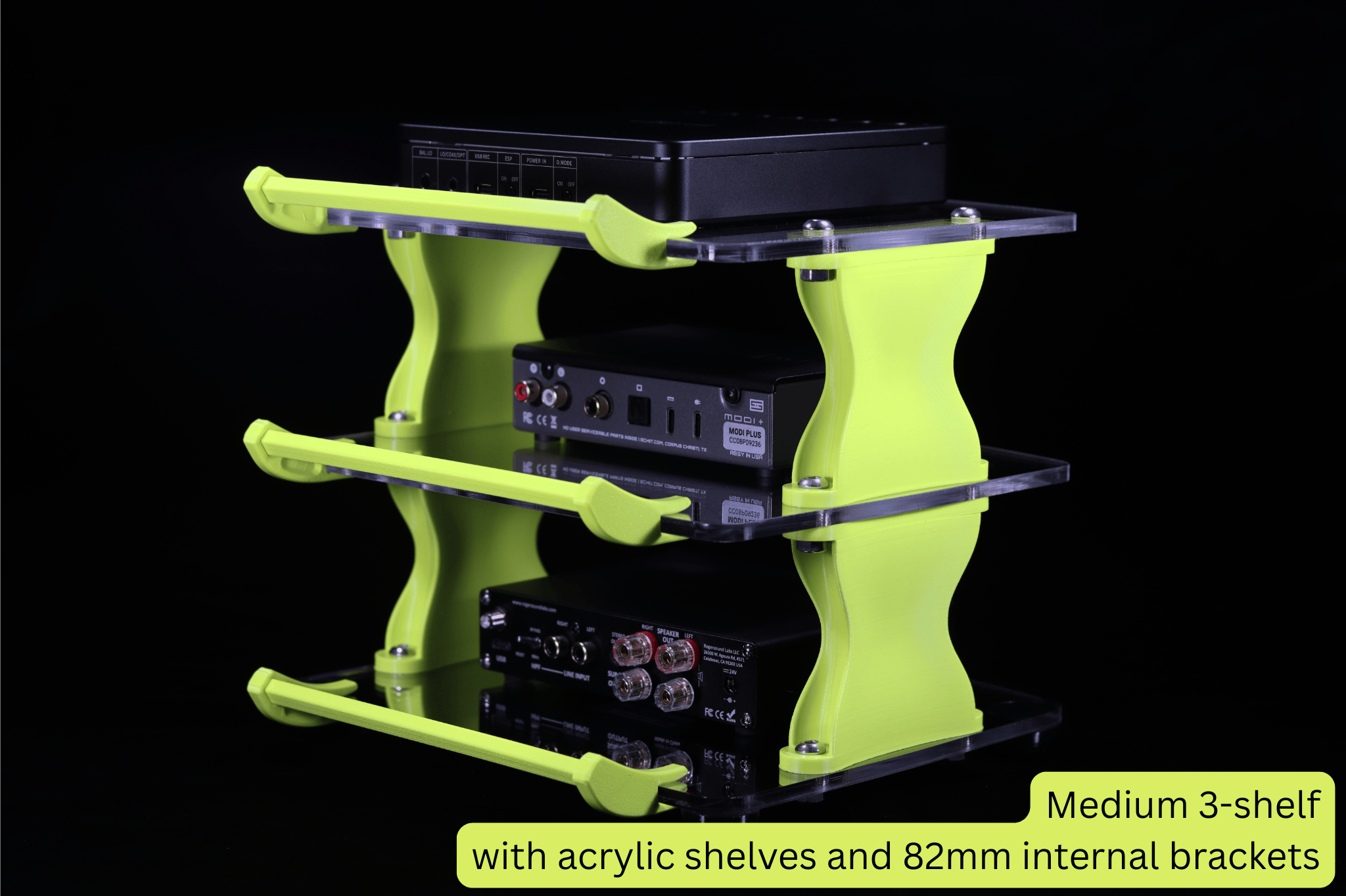 Apos Audio Sound Solver Audio Rack Sound Solver Medium Desktop Audio Rack | Internal Brackets | Acrylic Shelves