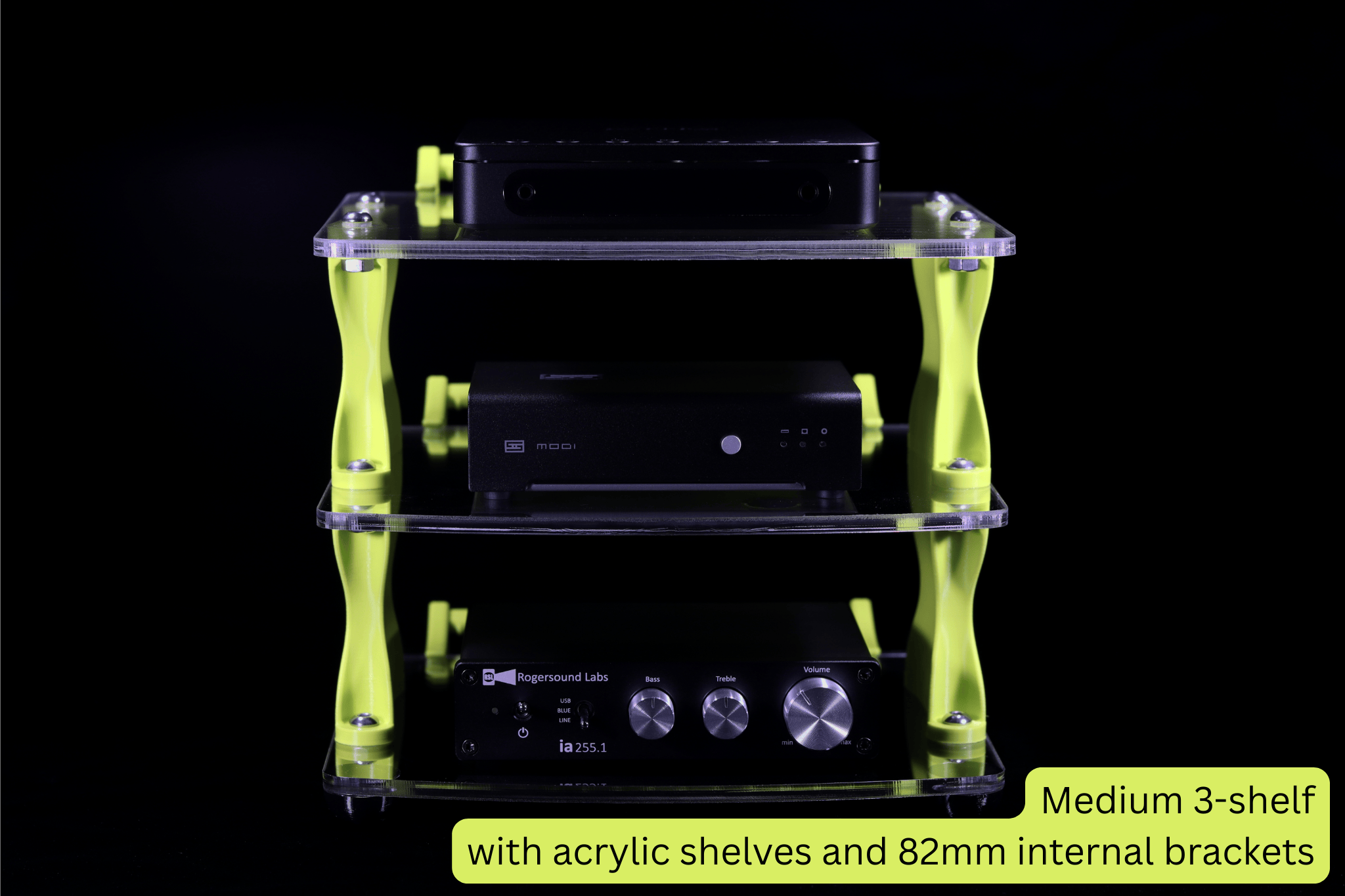 Apos Audio Sound Solver Audio Rack Sound Solver Medium Desktop Audio Rack | Internal Brackets | Acrylic Shelves