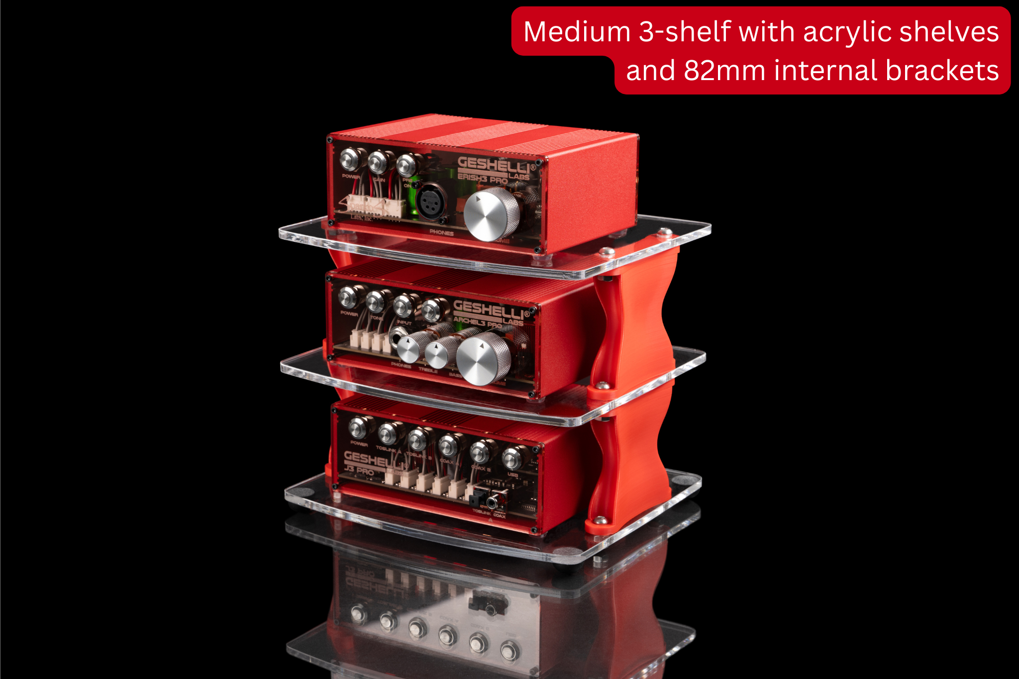 Apos Audio Sound Solver Audio Rack Sound Solver Medium Desktop Audio Rack | Internal Brackets | Acrylic Shelves