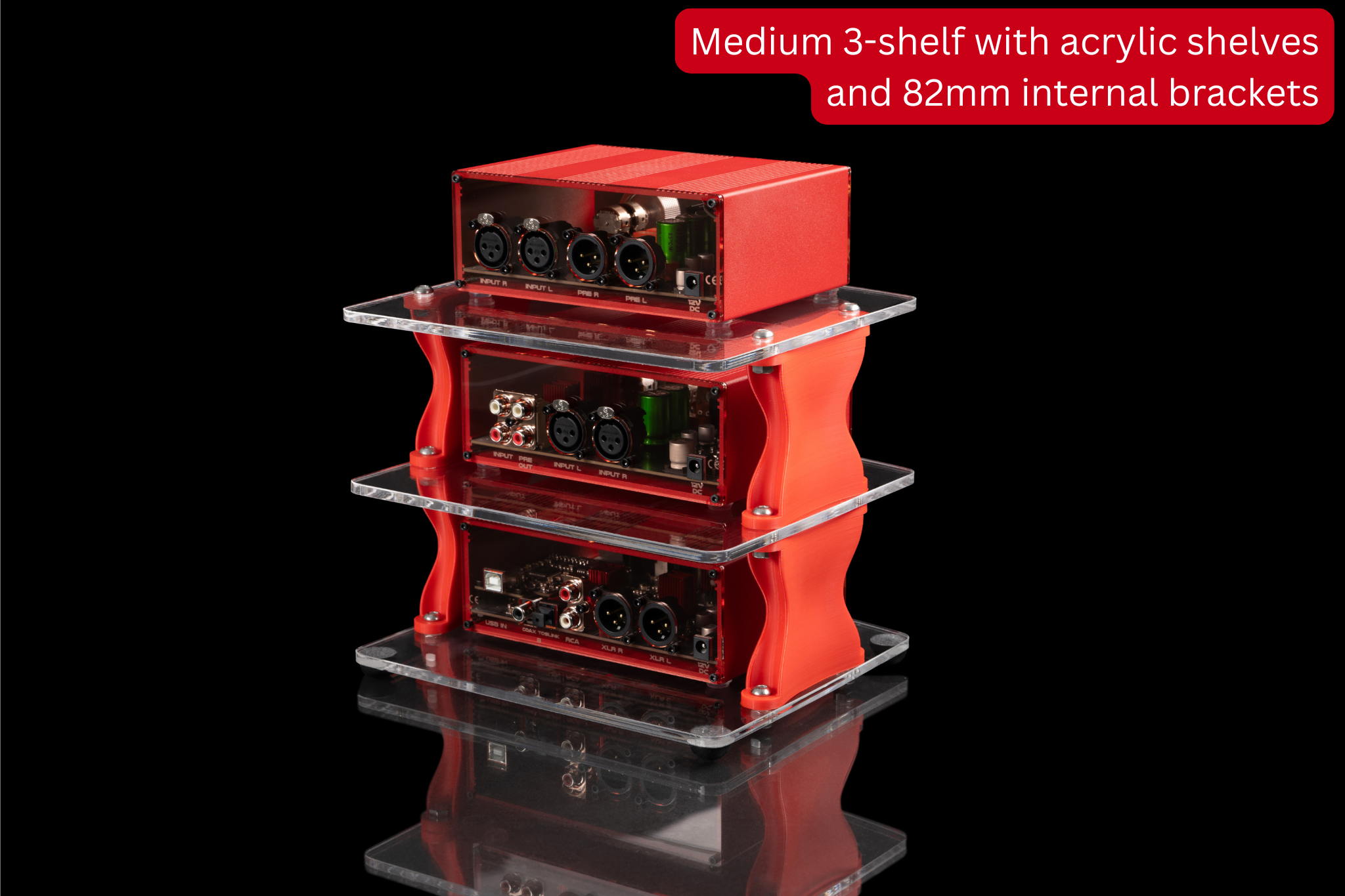 Apos Audio Sound Solver Audio Rack Sound Solver Medium Desktop Audio Rack | Internal Brackets | Acrylic Shelves