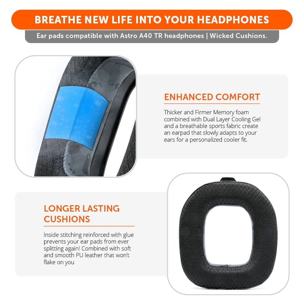 Apos Audio Wicked Cushions Cooling Gel Ear Pads Astro A40 TR Earpads - WC FreeZe Cooling Gel