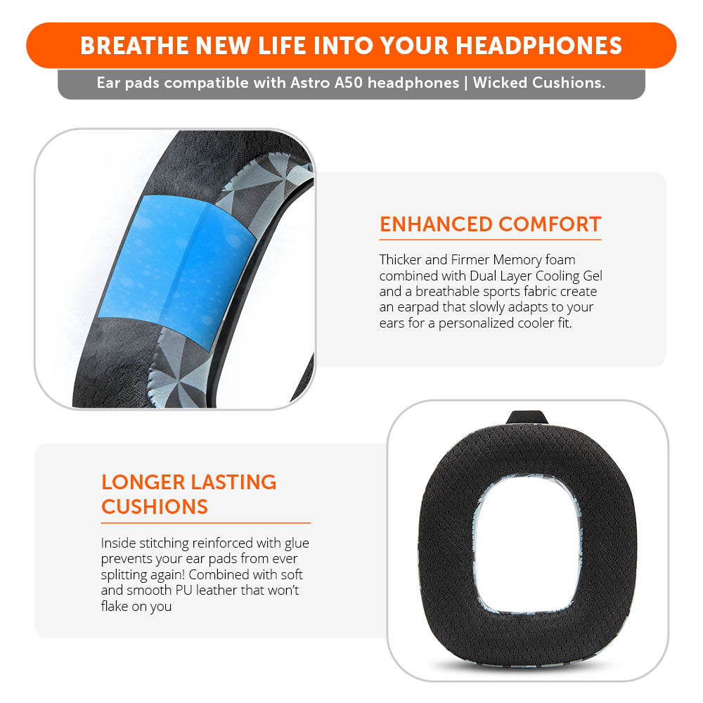 Apos Audio Wicked Cushions Cooling Gel Ear Pads Astro A50 Gen 4, Gen 5 and A50X Earpads - WC FreeZe Cooling Gel