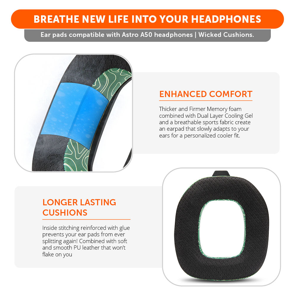 Apos Audio Wicked Cushions Cooling Gel Ear Pads Astro A50 Gen 4, Gen 5 and A50X Earpads - WC FreeZe Cooling Gel