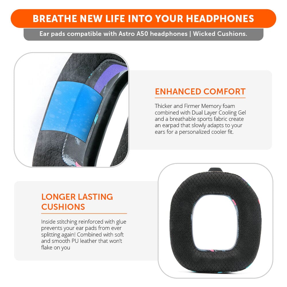Apos Audio Wicked Cushions Cooling Gel Ear Pads Astro A50 Gen 4, Gen 5 and A50X Earpads - WC FreeZe Cooling Gel