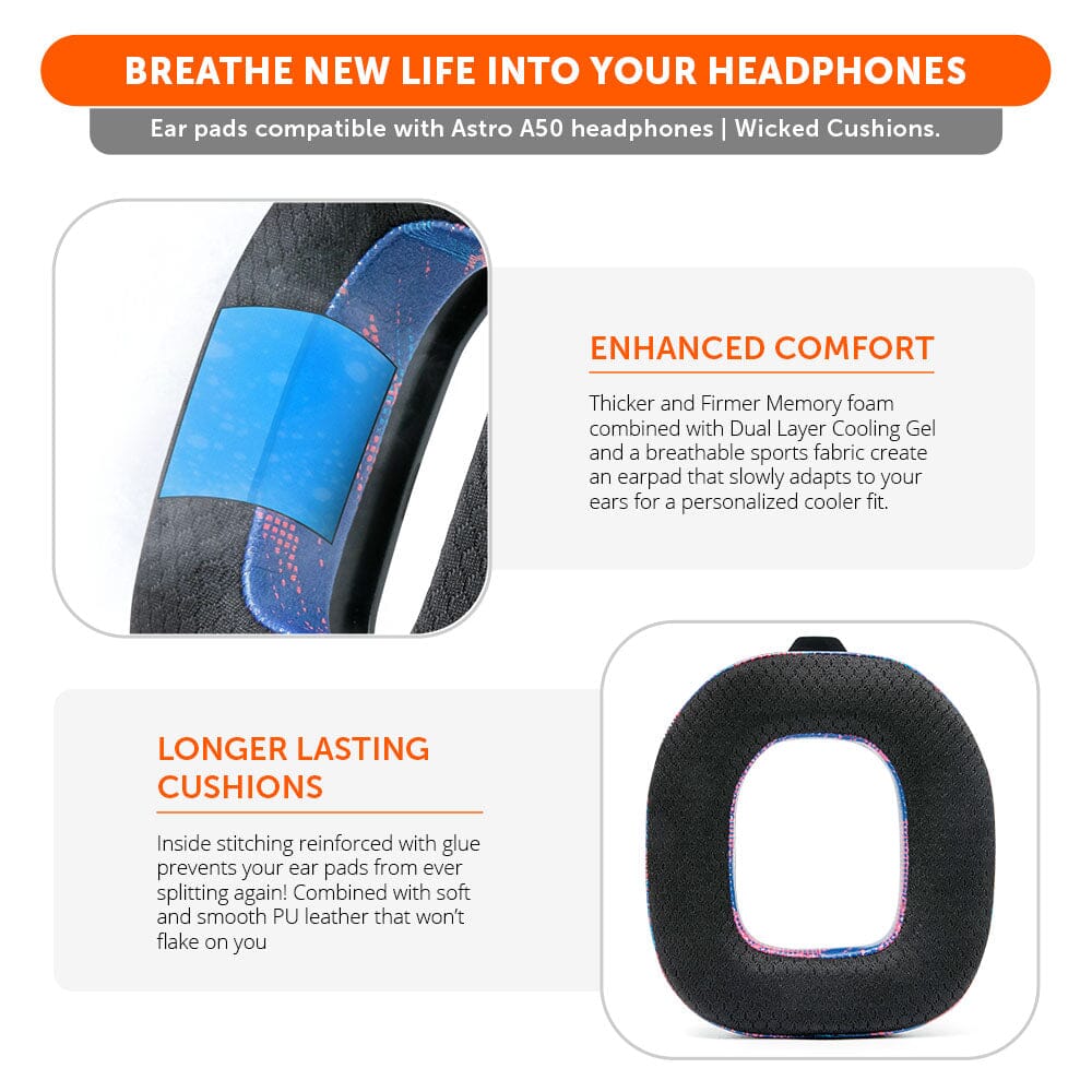 Apos Audio Wicked Cushions Cooling Gel Ear Pads Astro A50 Gen 4, Gen 5 and A50X Earpads - WC FreeZe Cooling Gel