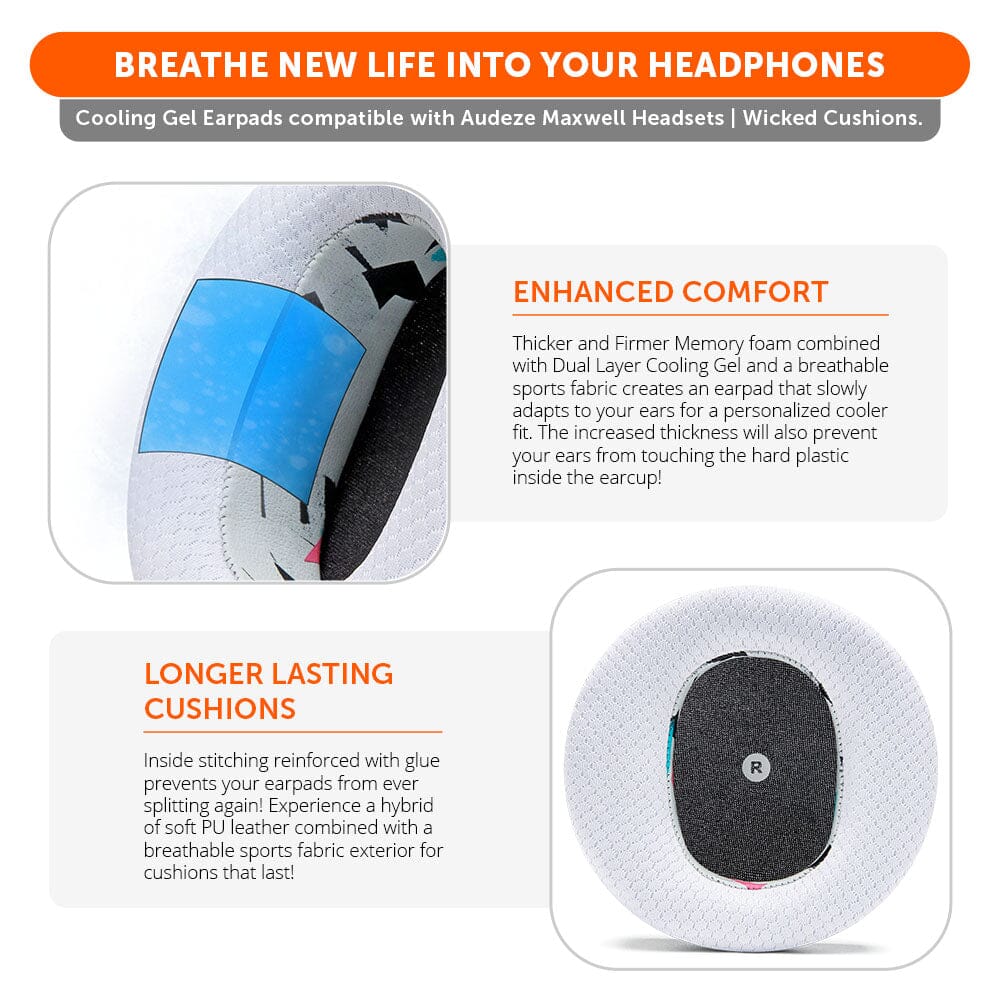 Apos Audio Wicked Cushions Cooling Gel Ear Pads Audeze Maxwell Earpads - WC FreeZe Cooling Gel