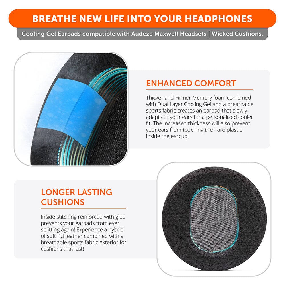 Apos Audio Wicked Cushions Cooling Gel Ear Pads Audeze Maxwell Earpads - WC FreeZe Cooling Gel