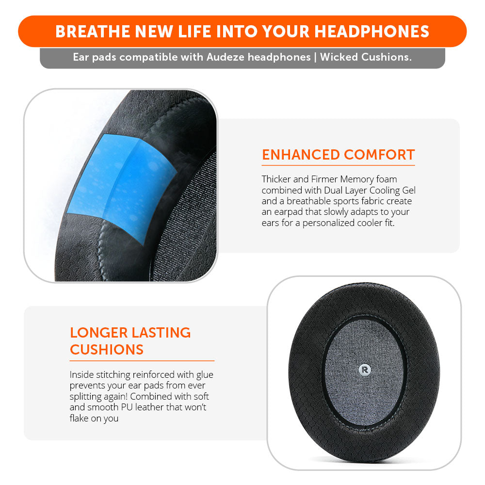 Apos Audio Wicked Cushions Cooling Gel Ear Pads Audeze Penrose & Mobius Earpads - WC FreeZe Cooling Gel