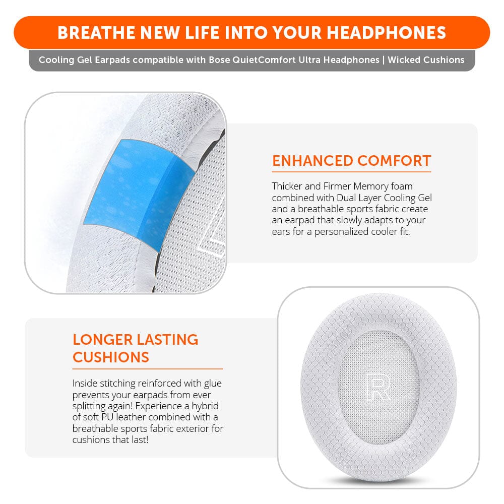 Apos Audio Wicked Cushions Cooling Gel Ear Pads Bose QuietComfort Ultra Gen 1 & Gen 2 Cooling Gel Earpads - WC FreeZe QC Ultra