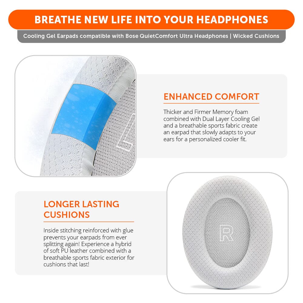 Apos Audio Wicked Cushions Cooling Gel Ear Pads Bose QuietComfort Ultra Gen 1 & Gen 2 Cooling Gel Earpads - WC FreeZe QC Ultra