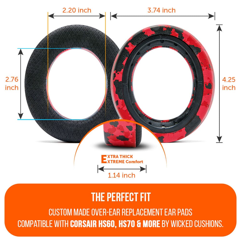 Apos Audio Wicked Cushions Cooling Gel Ear Pads Corsair HS50, HS60, and HS70 Earpads - WC FreeZe Cooling Gel