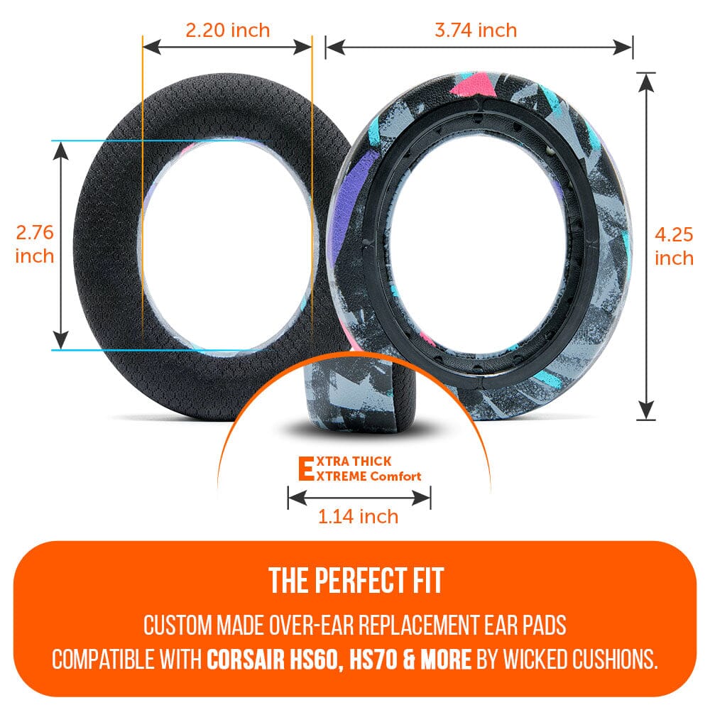 Apos Audio Wicked Cushions Cooling Gel Ear Pads Corsair HS50, HS60, and HS70 Earpads - WC FreeZe Cooling Gel