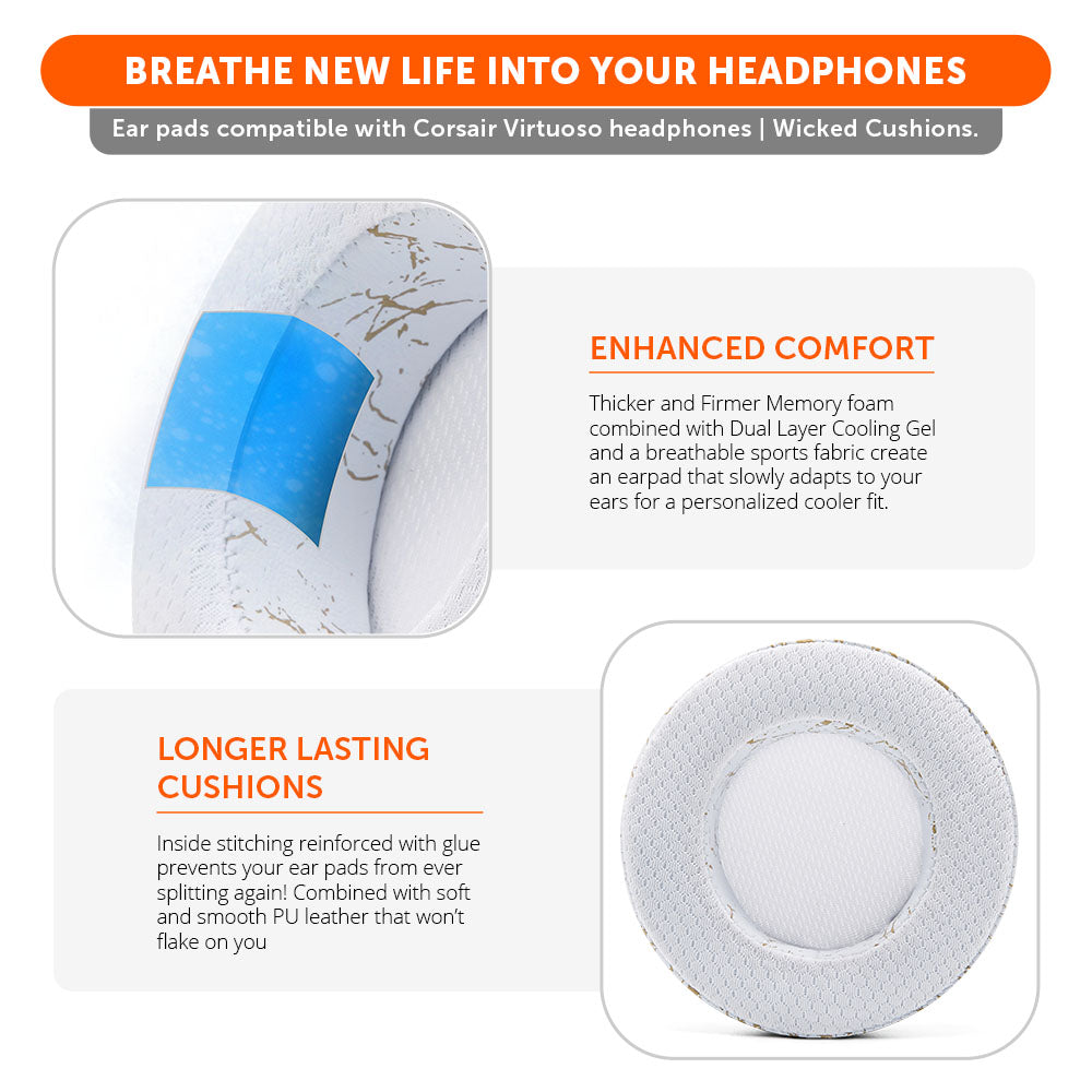 Apos Audio Wicked Cushions Cooling Gel Ear Pads Corsair Virtuoso Earpads - WC FreeZe Cooling Gel