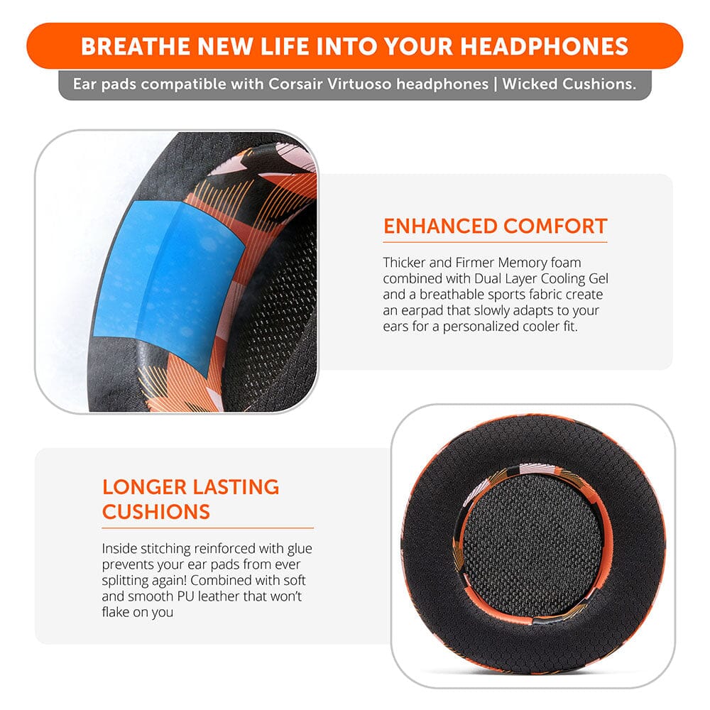 Apos Audio Wicked Cushions Cooling Gel Ear Pads Corsair Virtuoso Earpads - WC FreeZe Cooling Gel