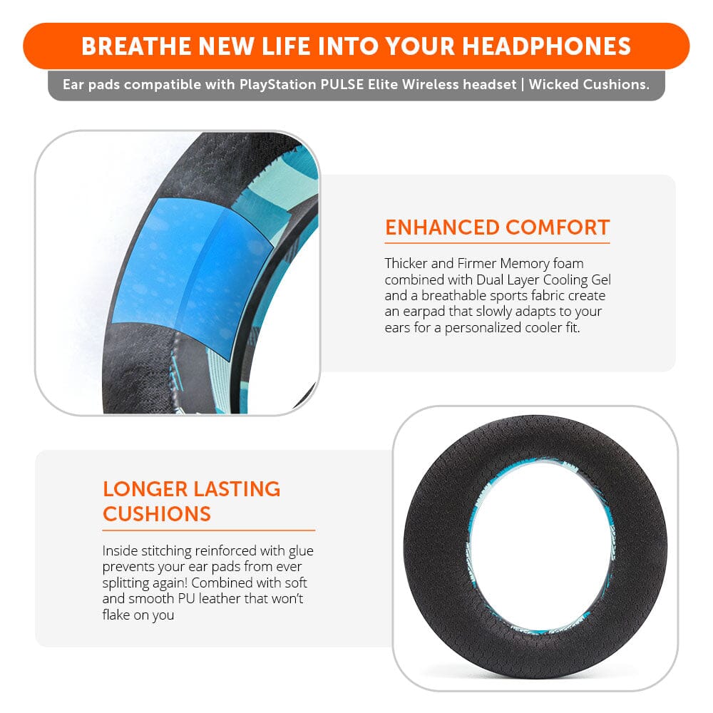 Apos Audio Wicked Cushions Cooling Gel Ear Pads PlayStation Pulse Elite Cooling Gel Earpads - WC FreeZe Pulse Elite