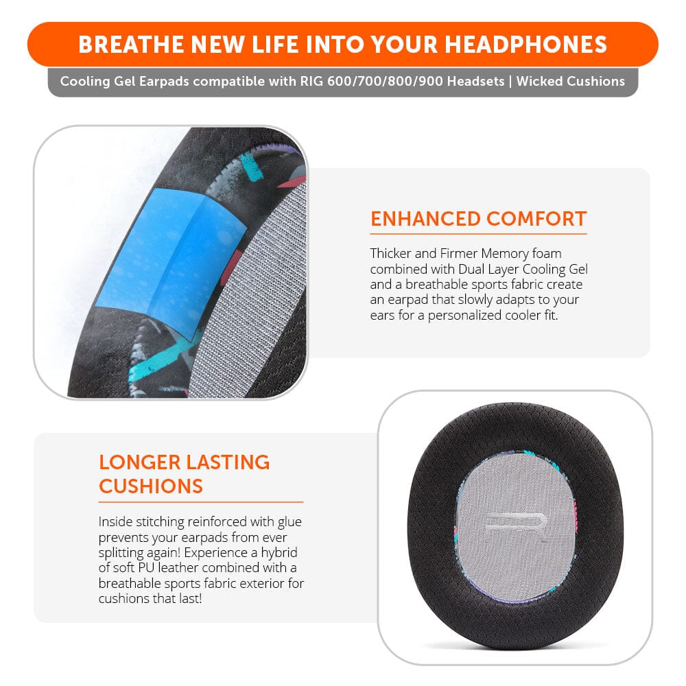 Apos Audio Wicked Cushions Cooling Gel Ear Pads RIG 600, 700, 800 & 900 Series Earpads - WC FreeZe Cooling Gel