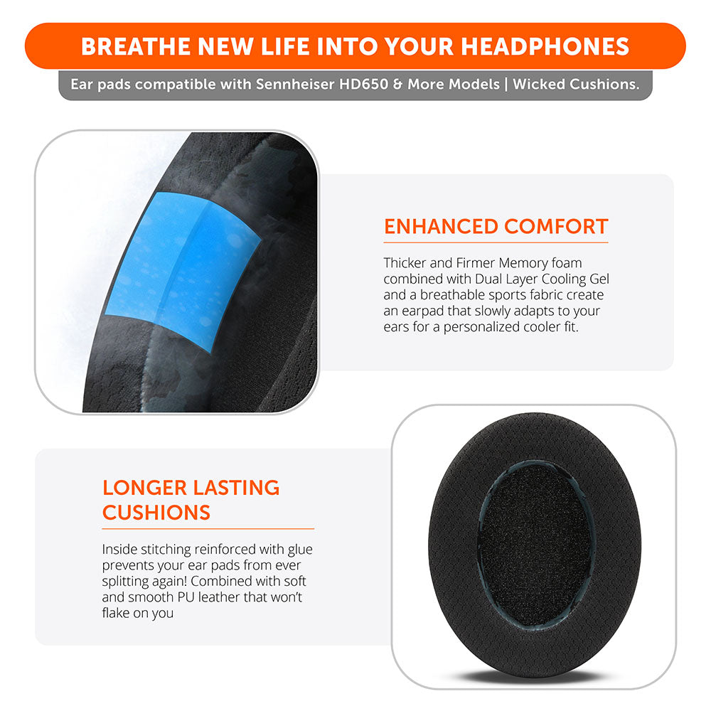 Apos Audio Wicked Cushions Cooling Gel Ear Pads Sennheiser HD6XX & HD600 Gel Earpads - WC FreeZe HD