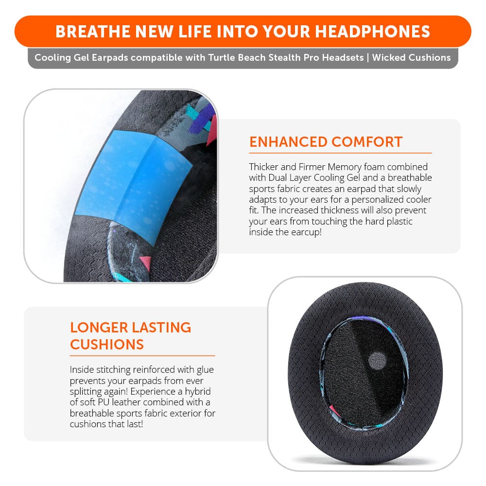 Apos Audio Wicked Cushions Cooling Gel Ear Pads Turtle Beach Stealth Pro Earpads - WC FreeZe Cooling Gel