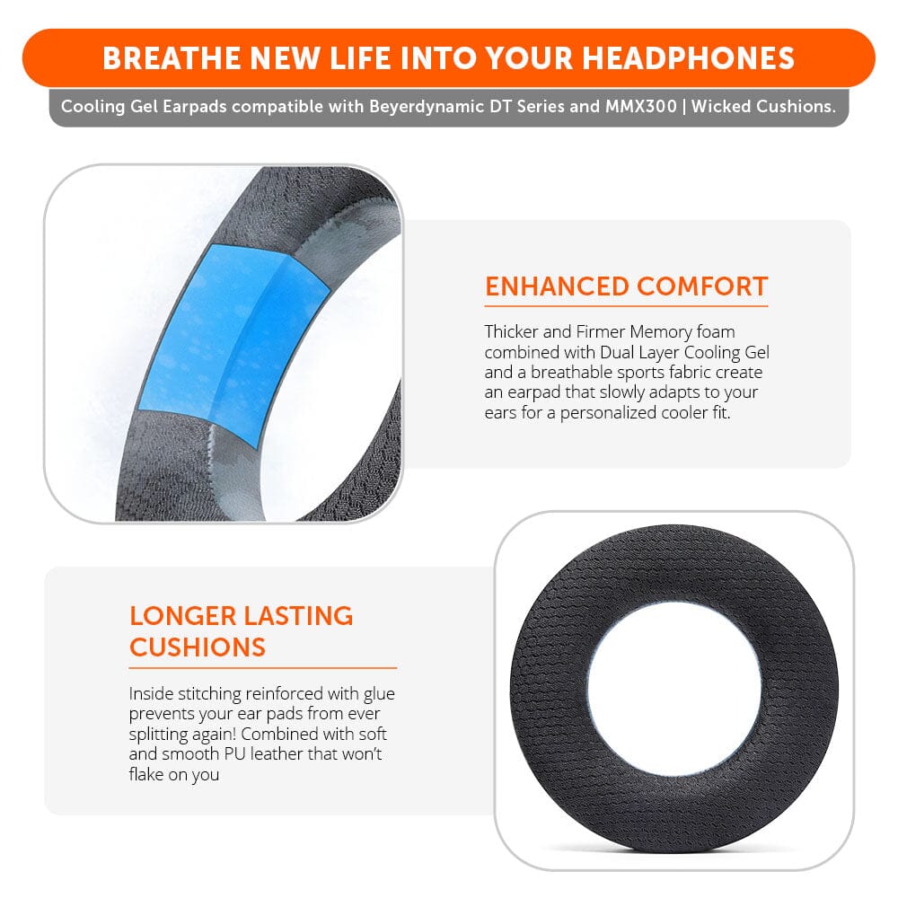 Apos Audio Wicked Cushions Cooling Gel Ear Pads WC FreeZe DT770 - Cooling Gel Ear Pads for Beyerdynamic Headphones