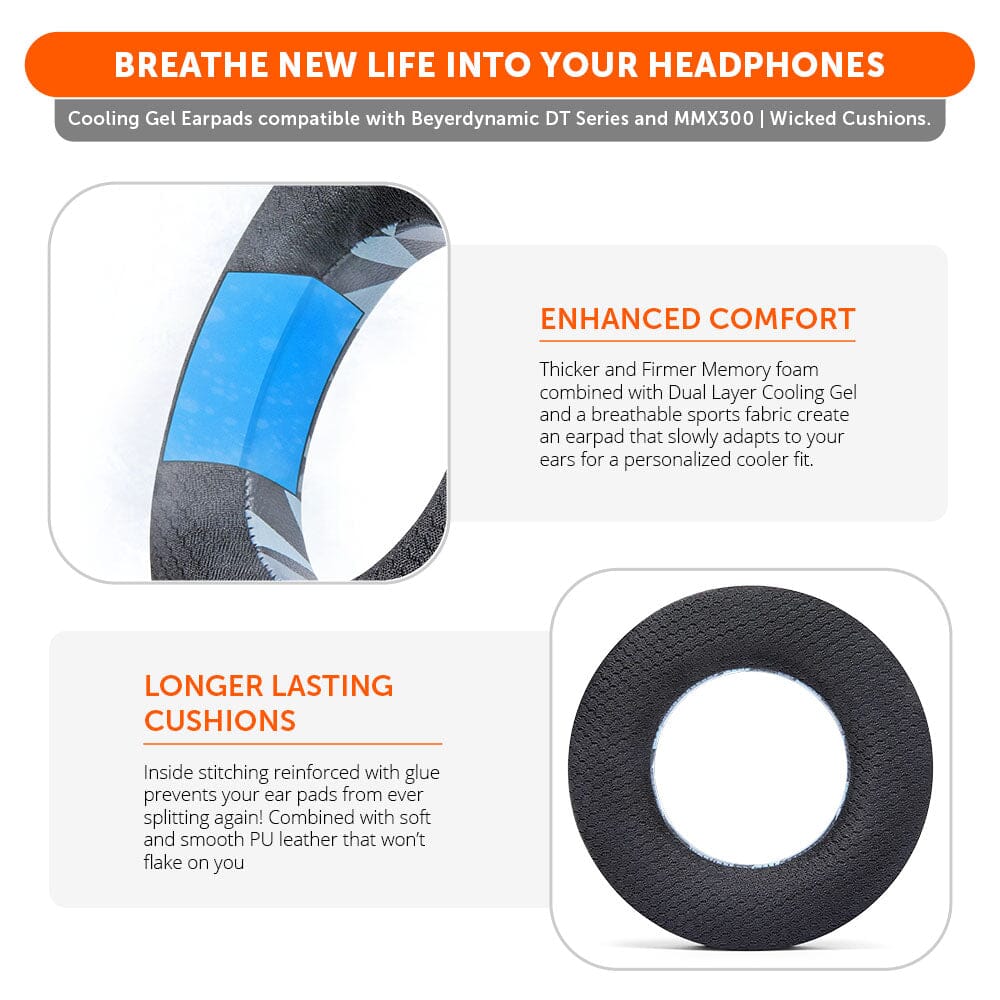 Apos Audio Wicked Cushions Cooling Gel Ear Pads WC FreeZe DT770 - Cooling Gel Ear Pads for Beyerdynamic Headphones