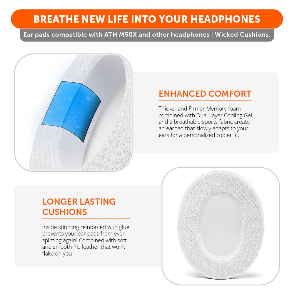 Apos Audio Wicked Cushions Cooling Gel Ear Pads WC FreeZe - Hybrid Cooling Gel Infused Ear Pads for ATH M50X