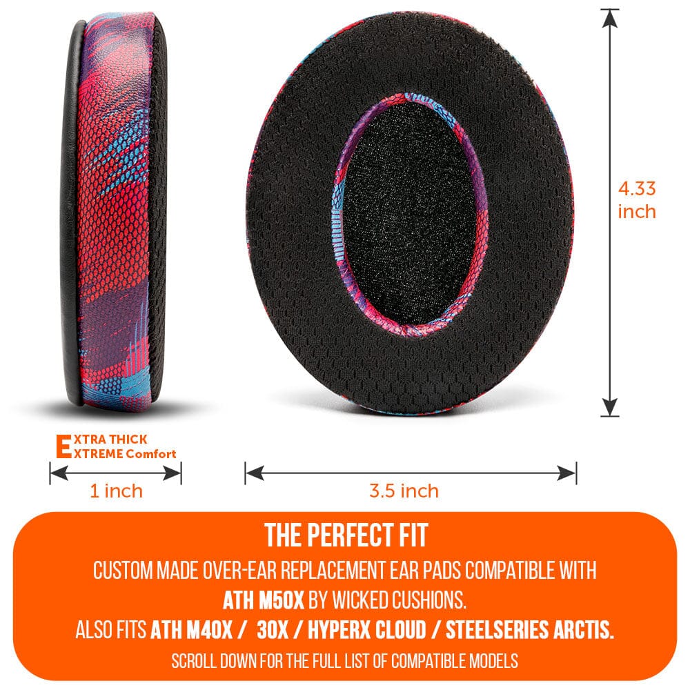 Apos Audio Wicked Cushions Cooling Gel Ear Pads WC FreeZe - Hybrid Cooling Gel Infused Ear Pads for ATH M50X