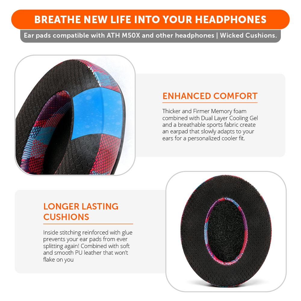 Apos Audio Wicked Cushions Cooling Gel Ear Pads WC FreeZe - Hybrid Cooling Gel Infused Ear Pads for ATH M50X