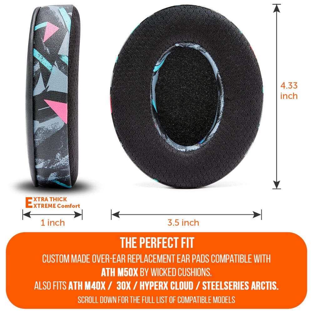 Apos Audio Wicked Cushions Cooling Gel Ear Pads WC FreeZe - Hybrid Cooling Gel Infused Ear Pads for ATH M50X