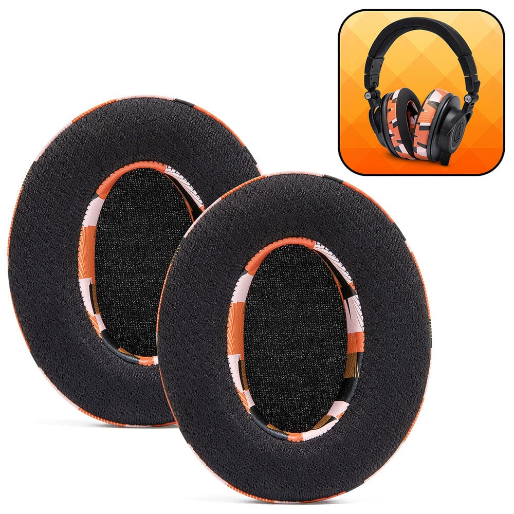 Apos Audio Wicked Cushions Cooling Gel Ear Pads WC FreeZe - Hybrid Cooling Gel Infused Ear Pads for ATH M50X Orange Prism